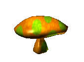 Spinning orange and green mushroom